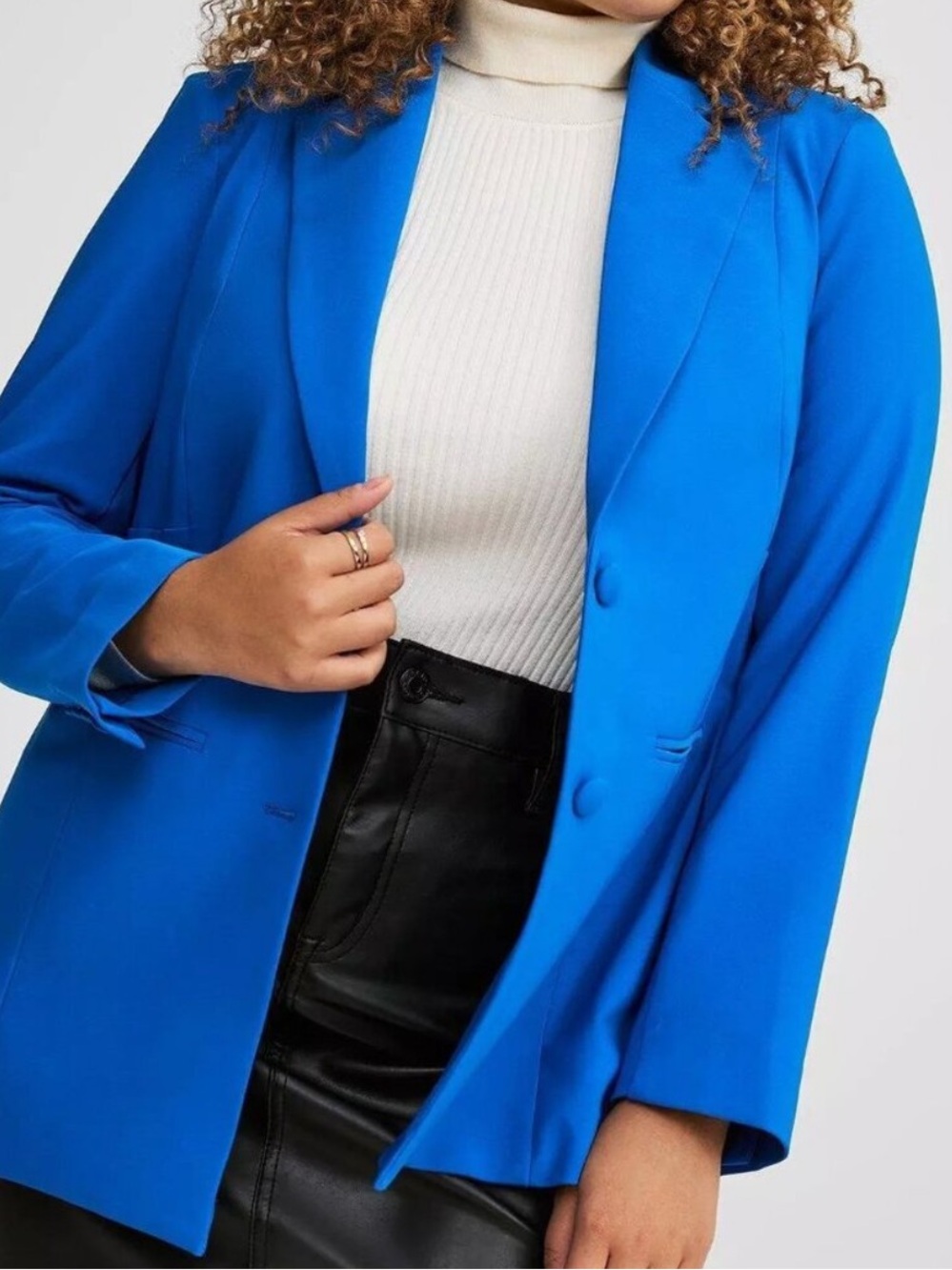 Torrid SoHo Studio Double Button Cobalt Blue Ponte Knit Blazer Jacket Size 2X